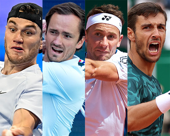 （左から）ドレイパー、メドベージェフ、ルード、ムセッティ